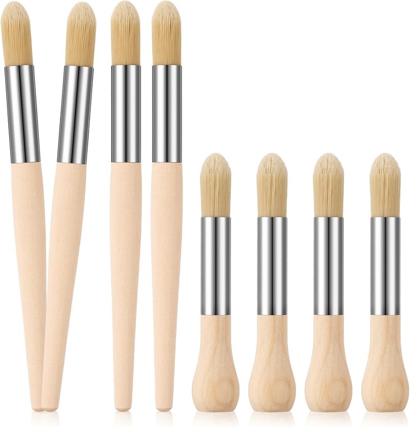 Sinload 8 Pcs Watercolor Paint Brushes for Kid Baby Toddler Jumbo Brushes with Chubby Wood Handles Easy to Grip Round Paintbrushes Non Toxic Vegan Bristles for Painting Art Supplies Craft Projects - Image 1